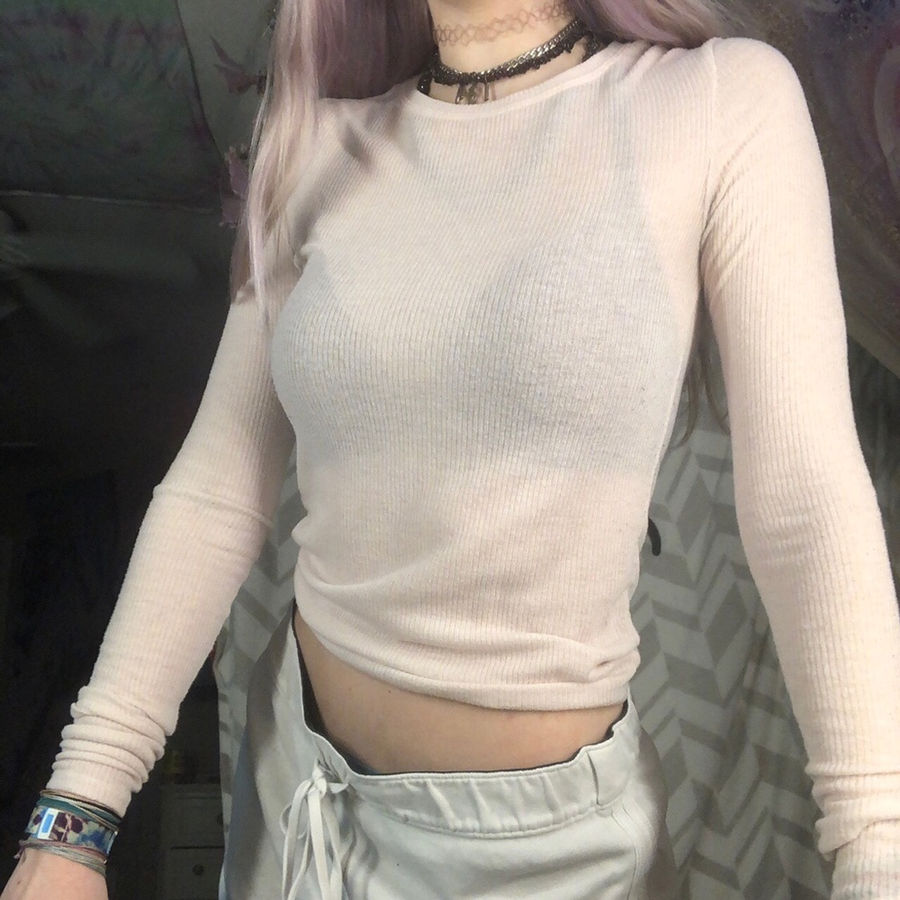 Pale Pink Long Sleeved Lounge Tee